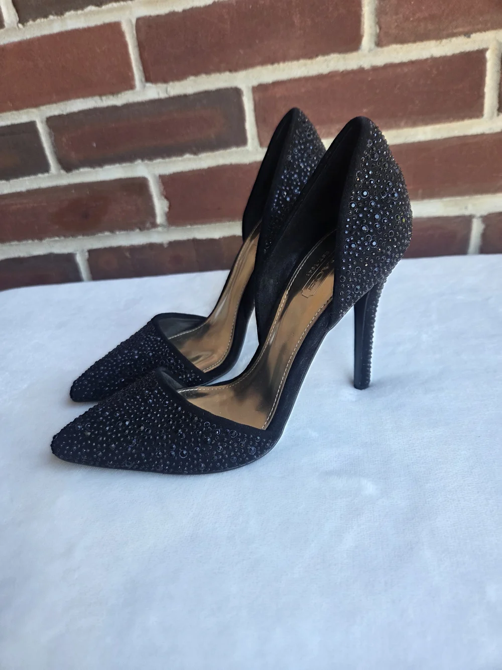 Coach Black Rhinestone Crystal D’Orsay Pointed Toe Stiletto Heels Size 5